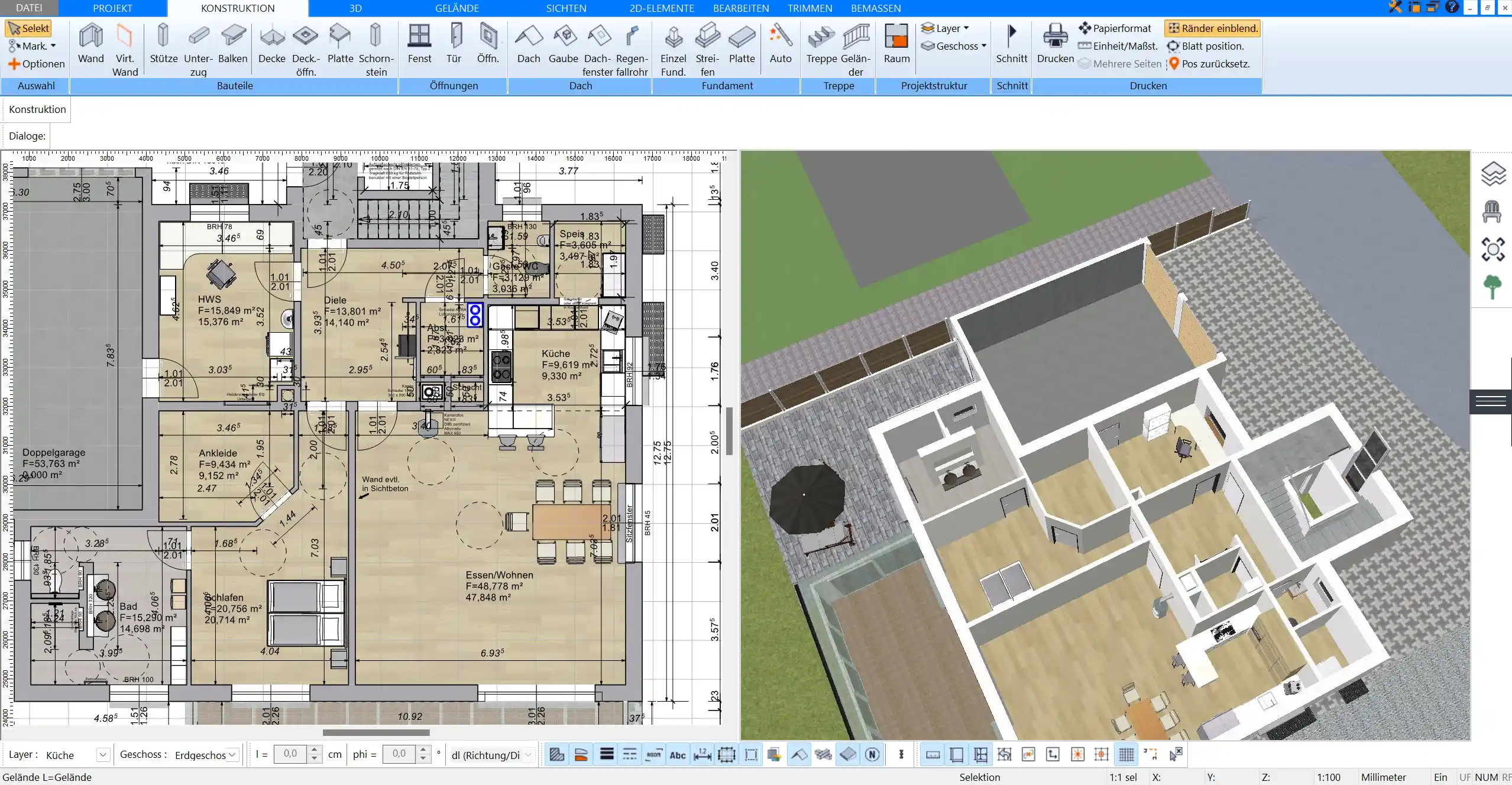 Realistische 3D-Darstellung des geplanten Hauses – alle Details auf einen Blick