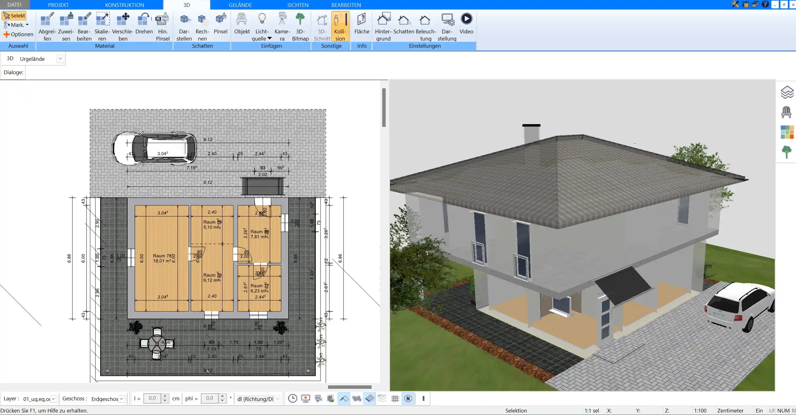 Realistische 3D-Darstellung des geplanten Hauses – alle Details auf einen Blick