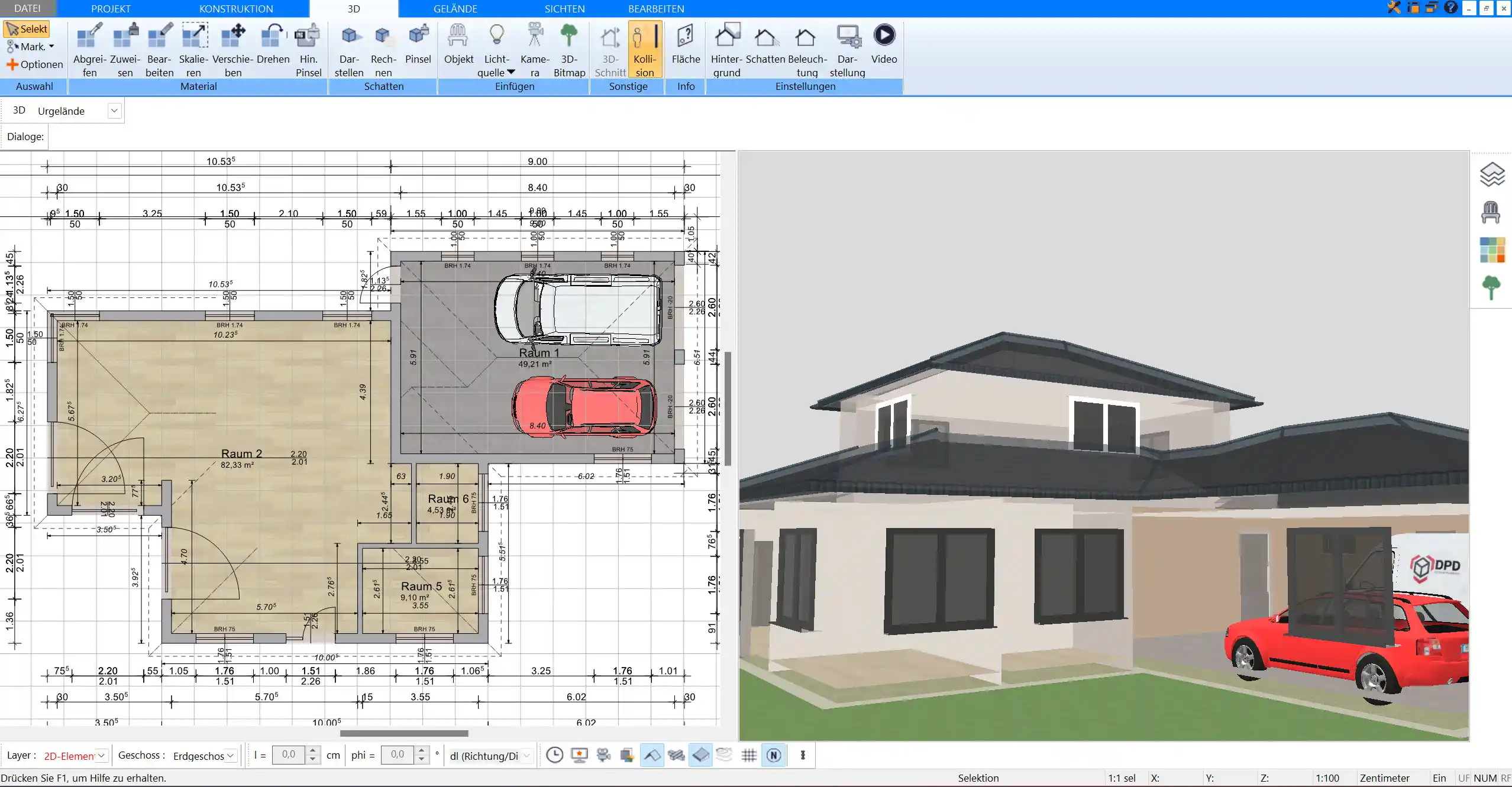 Sehen Sie den neu gestalteten Grundriss realistisch in 3D, um ein besseres Gefühl für die Raumaufteilung und die Position der Möbel zu bekommen