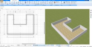 So sieht ein U-Form Grundriss im Plan7Architekt aus Die 3D-Ansicht hilft bei der Visualisierung von Räumen und Raumaufteilung