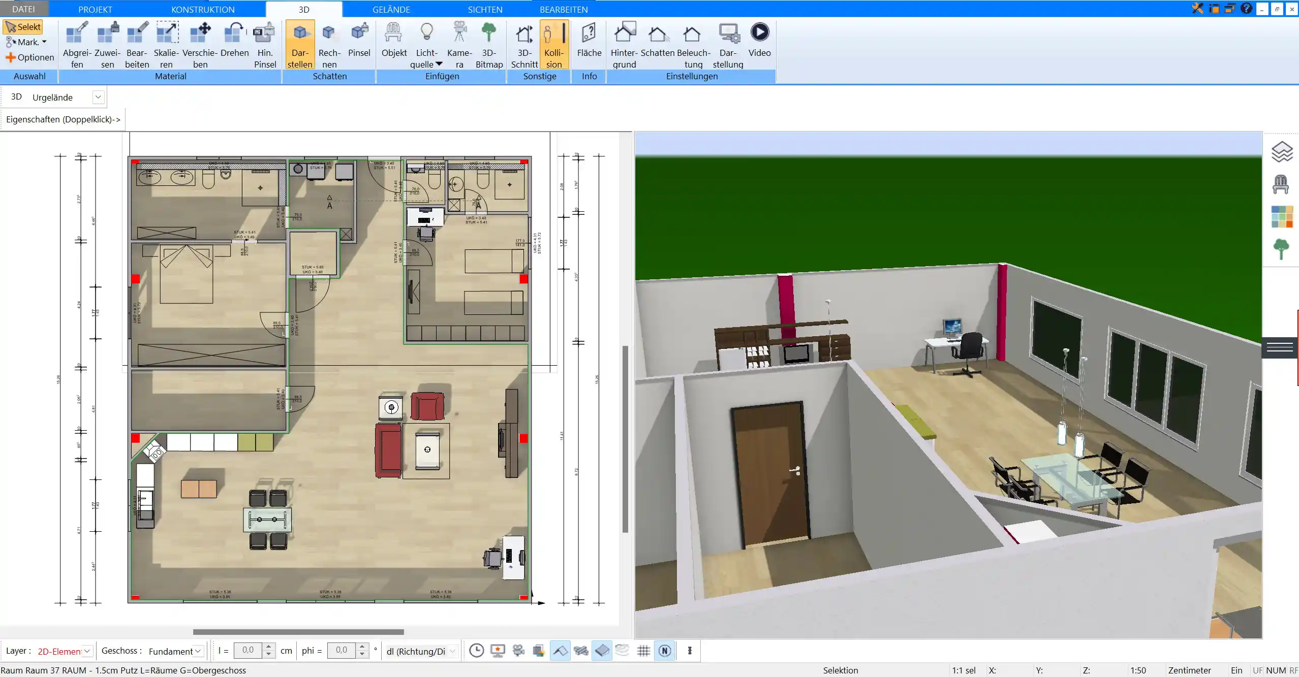 Verleihen Sie dem Haus Charakter Texturen, Materialien und 3D-Objekte für realistische Details