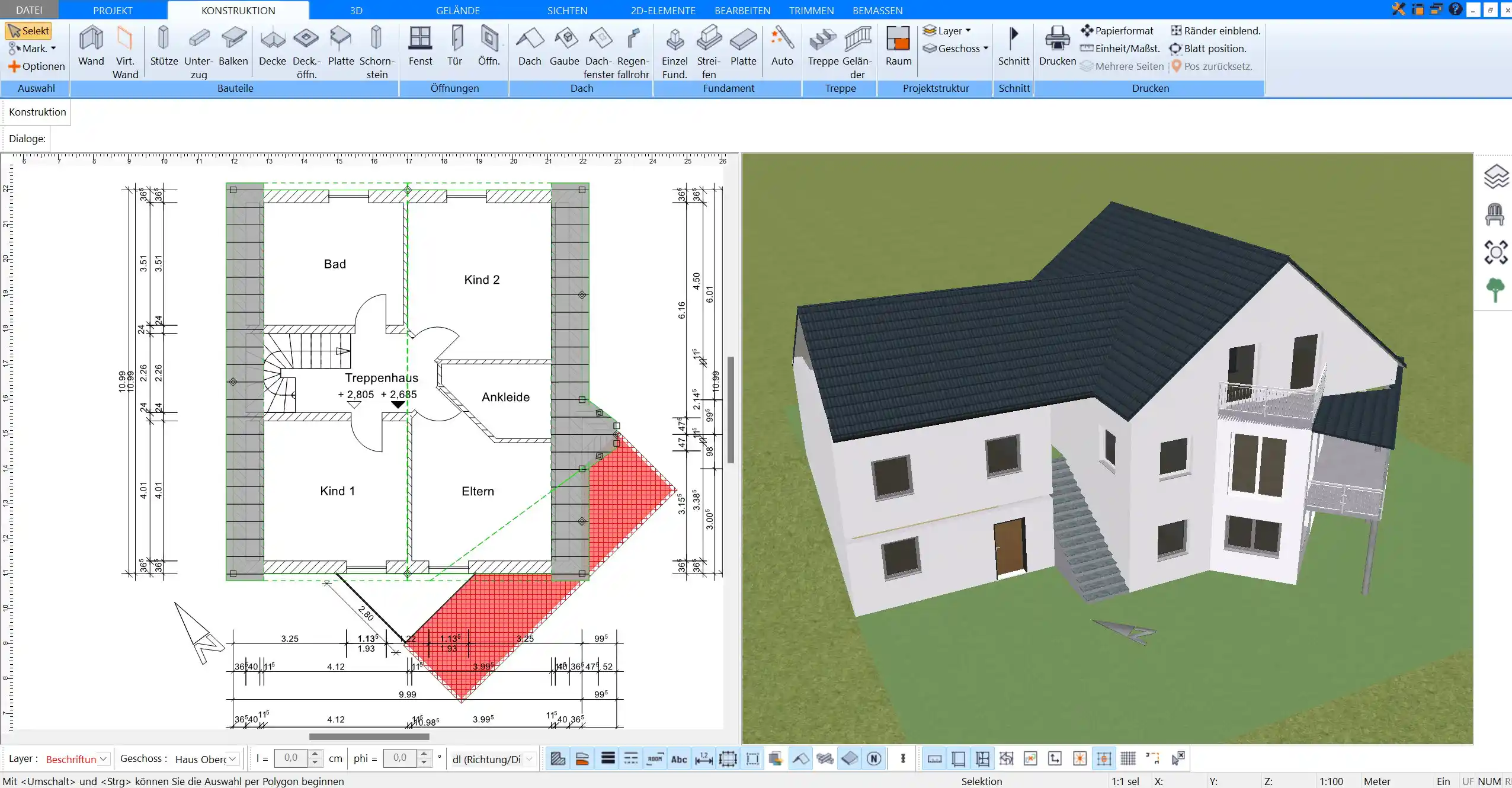 Visualisieren Sie Ihr Hausprojekt in einer realistischen 3D-Ansicht mit dem Plan7Architekt