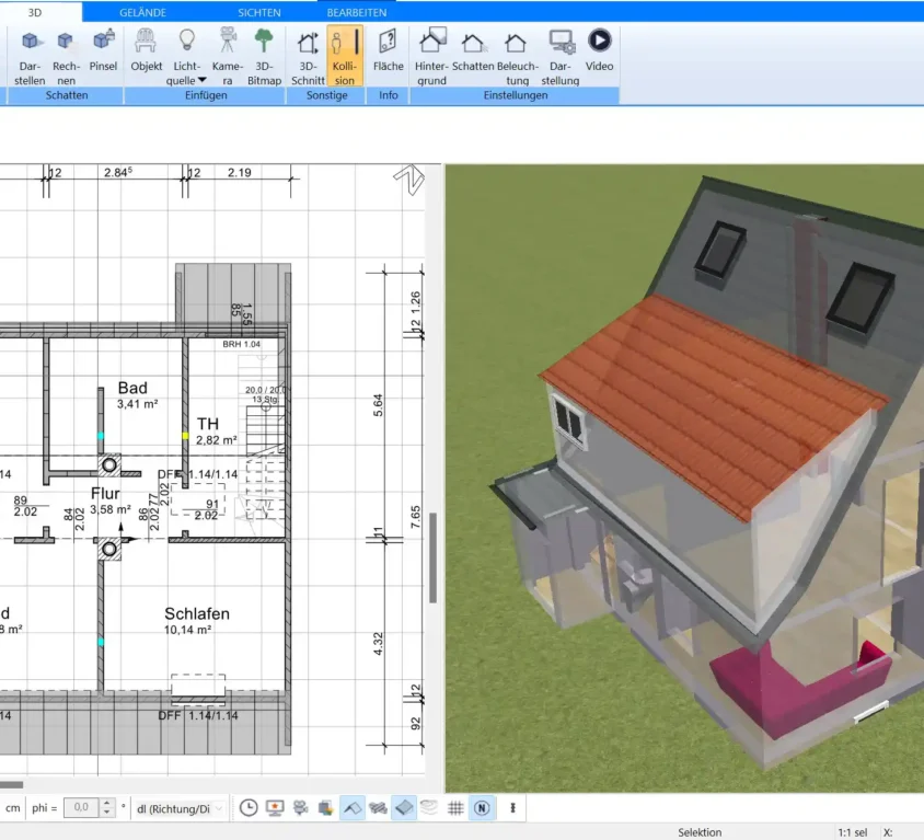 Vorlage für den Grundriss erstellen Nach dem Umwandeln einer PDF-Datei in ein Bild können Sie dieses als Grundlage in Plan7Architekt importieren und nachzeichnen