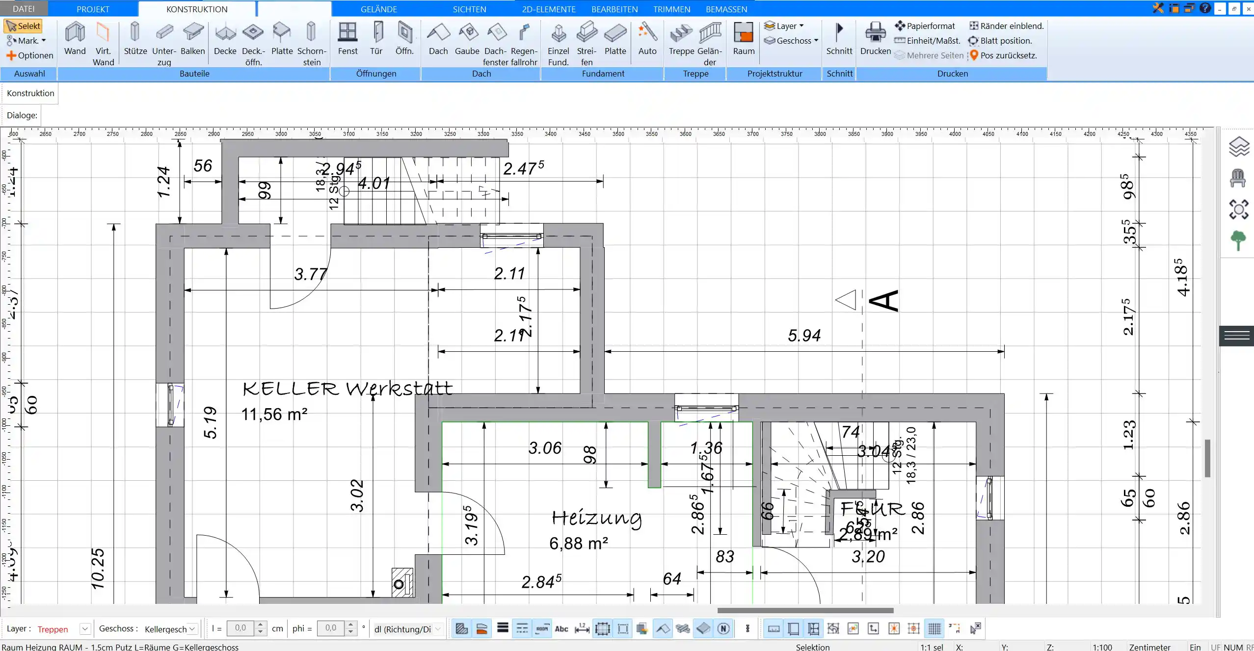 Zeichnen Sie den Grundriss Ihres Hauses in der 2D-Ansicht mit dem Plan7Architekt