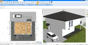 Zeichnen Sie den Grundriss Ihres Hauses in der 2D-Ansicht mit präzisen Maßangaben