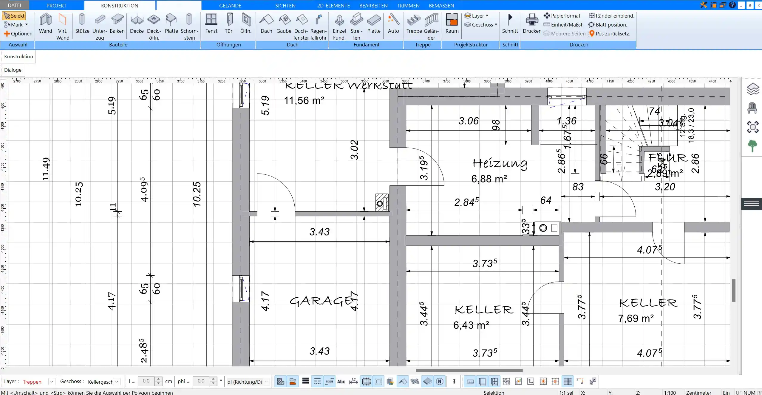 Zeichnen eines detaillierten 2D-Grundrisses Erste Schritte bei der Grundrissplanung in Plan7Architekt