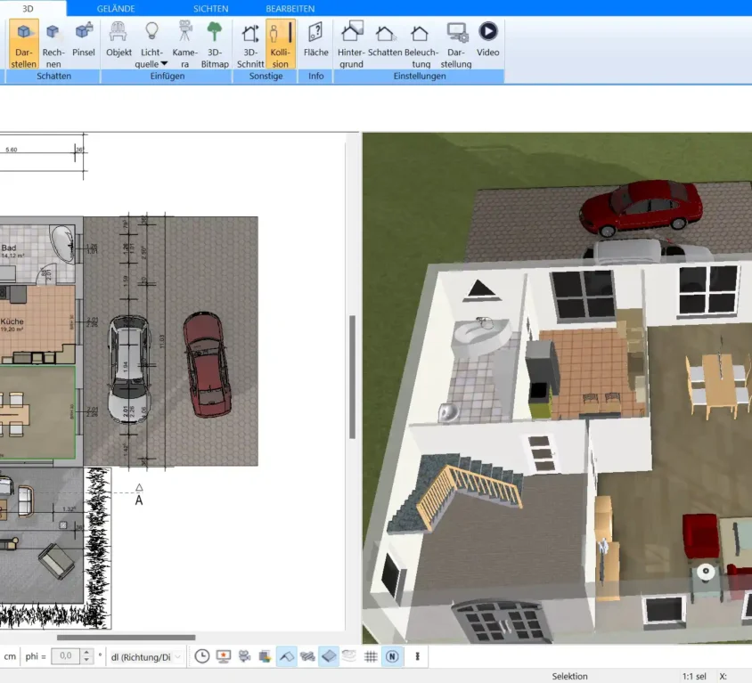 3D-Schlafzimmer-Visualisierung Beispiel für eine professionelle Grundrissplanung mit dem Plan7Architekt