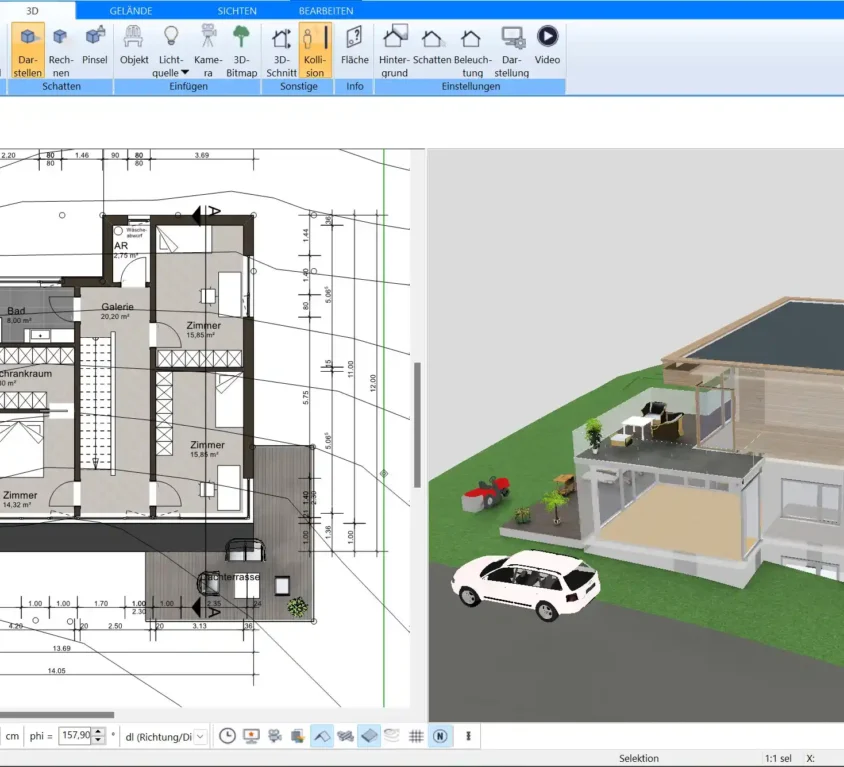 Atelier-Grundriss in der Software Plan7Architekt – klare Raumaufteilung und funktionale Planung