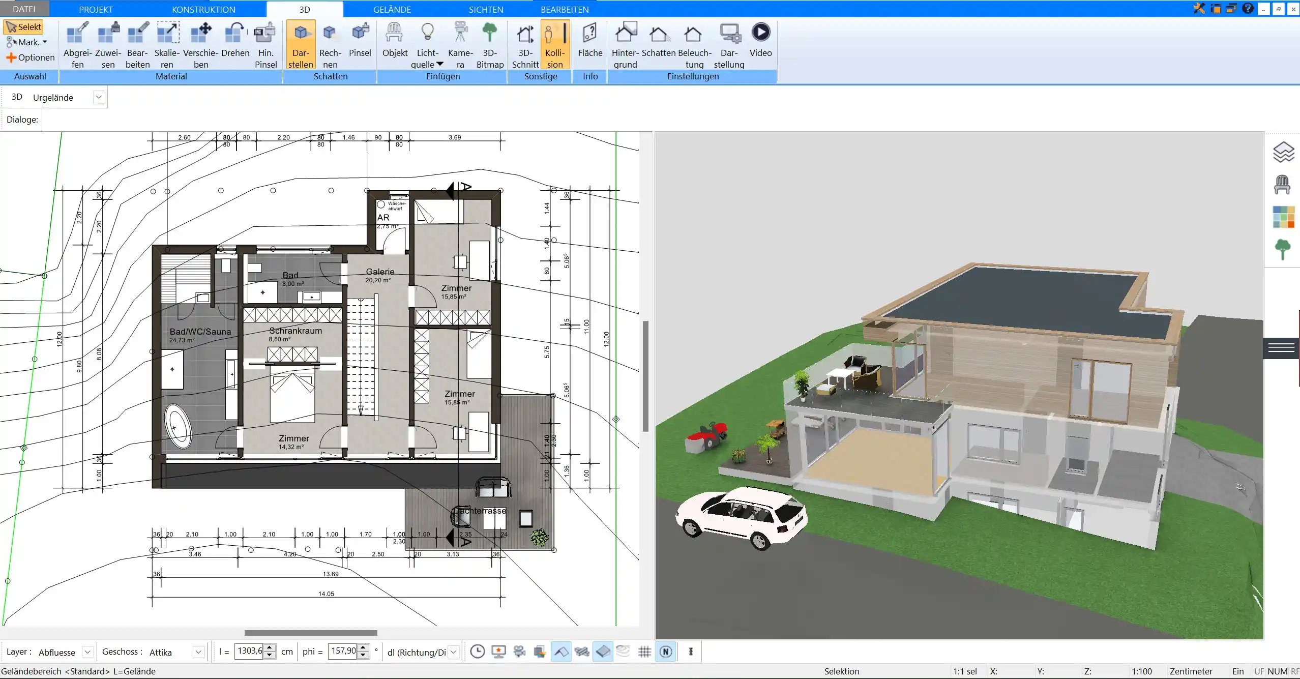 Atelier-Grundriss in der Software Plan7Architekt – klare Raumaufteilung und funktionale Planung