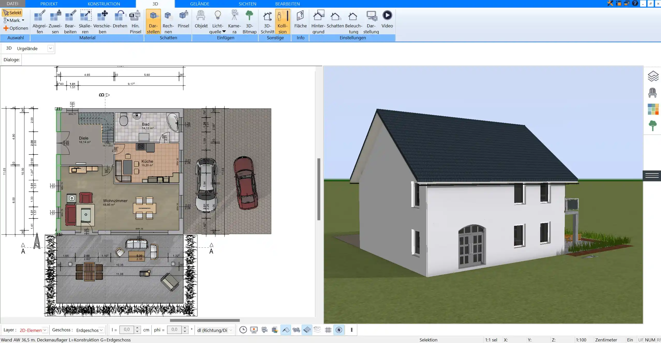 Automatische Dachgestaltung mit Plan7Architekt Dynamische Anpassung und Konfiguration des Dachs