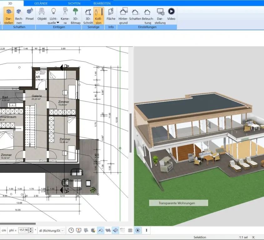 Barrierefreier Grundriss erstellt mit Plan7Architekt