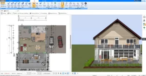 Darstellung eines Esszimmer-Grundrisses, der mit Plan7Architekt erstellt wurde, inkl. optimierter Bewegungsflächen