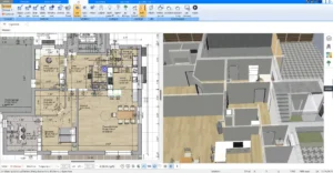 Das Bild zeigt die Software-Ansicht zur Festlegung der gesamten Wohnfläche, mit eingegebenen Quadratmetern und Abmessungen der Wohnung