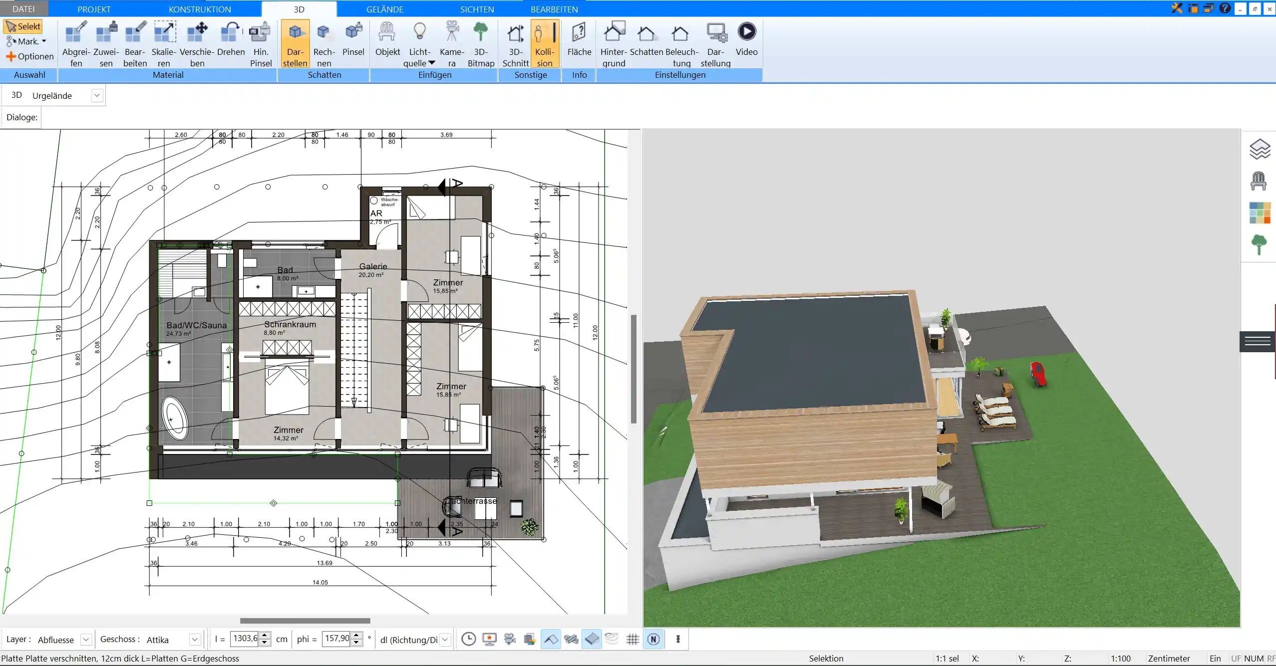 Das gesamte Bausatzhaus in 3D, erstellt und visualisiert mit Plan7Architekt – perfekte Planung bis ins Detail