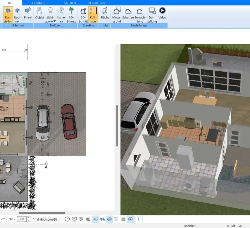 Der 2D-Grundriss als Ausgangspunkt für die detaillierte Visualisierung des Hauses