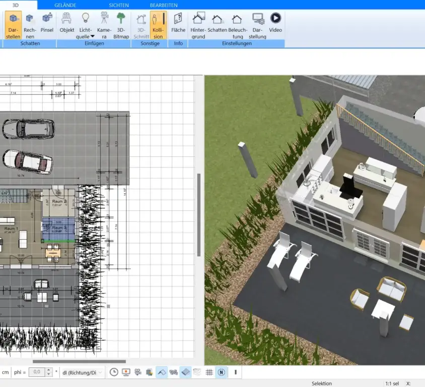 Effiziente Raumaufteilung Mit Plan7Architekt gestalteter Grundriss eines modernen Mehrfamilienhauses