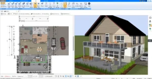 Ein detaillierter 2D-Grundriss, erstellt mit der Plan7Architekt-Software, zeigt die präzise Planung von Räumen, Wänden und Türen