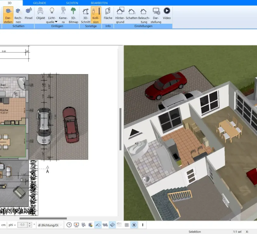 Ein übersichtlicher Grundriss des gesamten Bausatzhauses, der mit der Plan7Architekt-Software geplant wurde