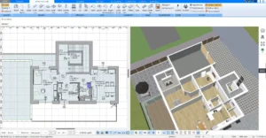 Erste Schritte im Plan7Architekt – Zonen für Essbereich, Küche und Lager werden im Grundriss festgelegt