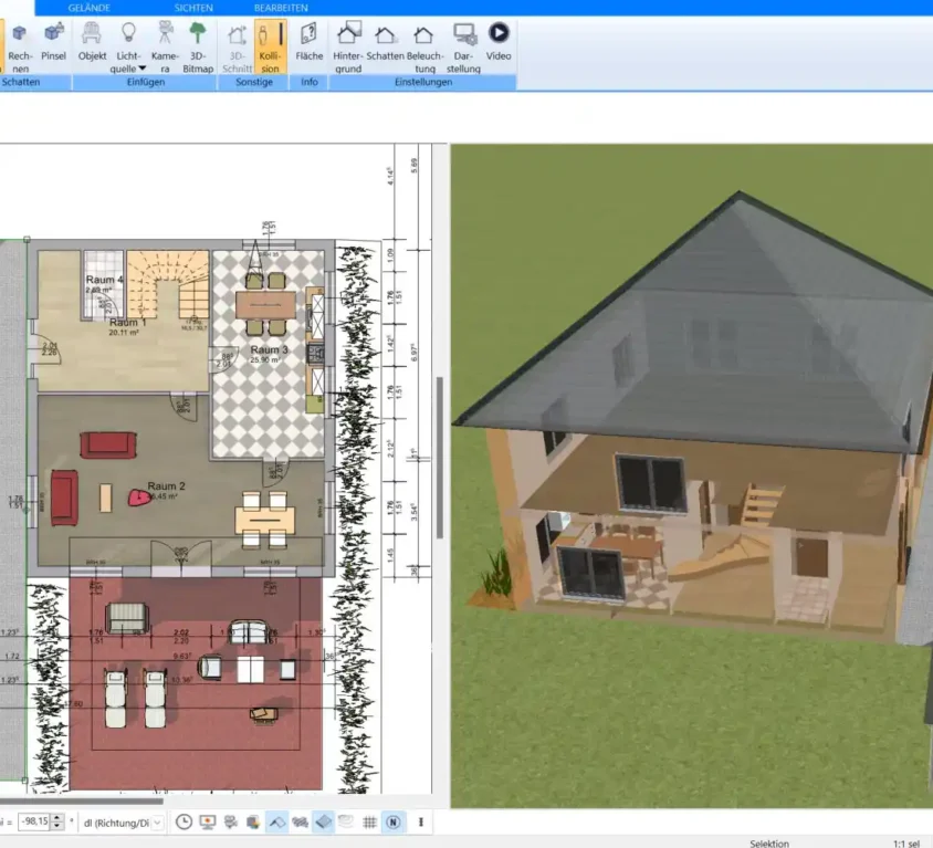 Erstellen Sie Ihr Altbau-Projekt in Plan7Architekt und passen Sie Parameter wie Raumhöhe und Wandstärke individuell an