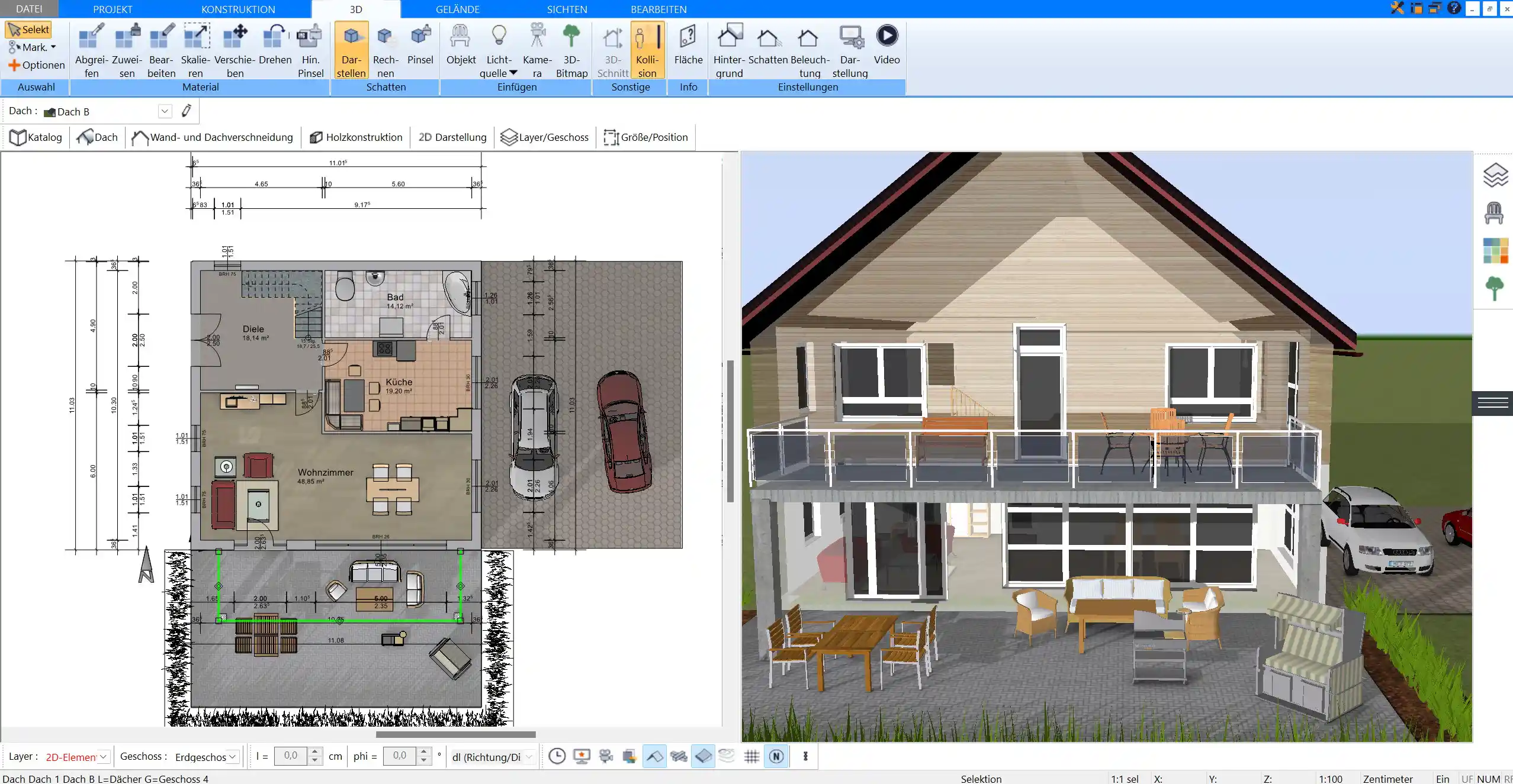 Erstellen Sie Ihr Bauprojekt und legen Sie präzise Abmessungen fest – der erste Schritt in der Plan7Architekt-Software