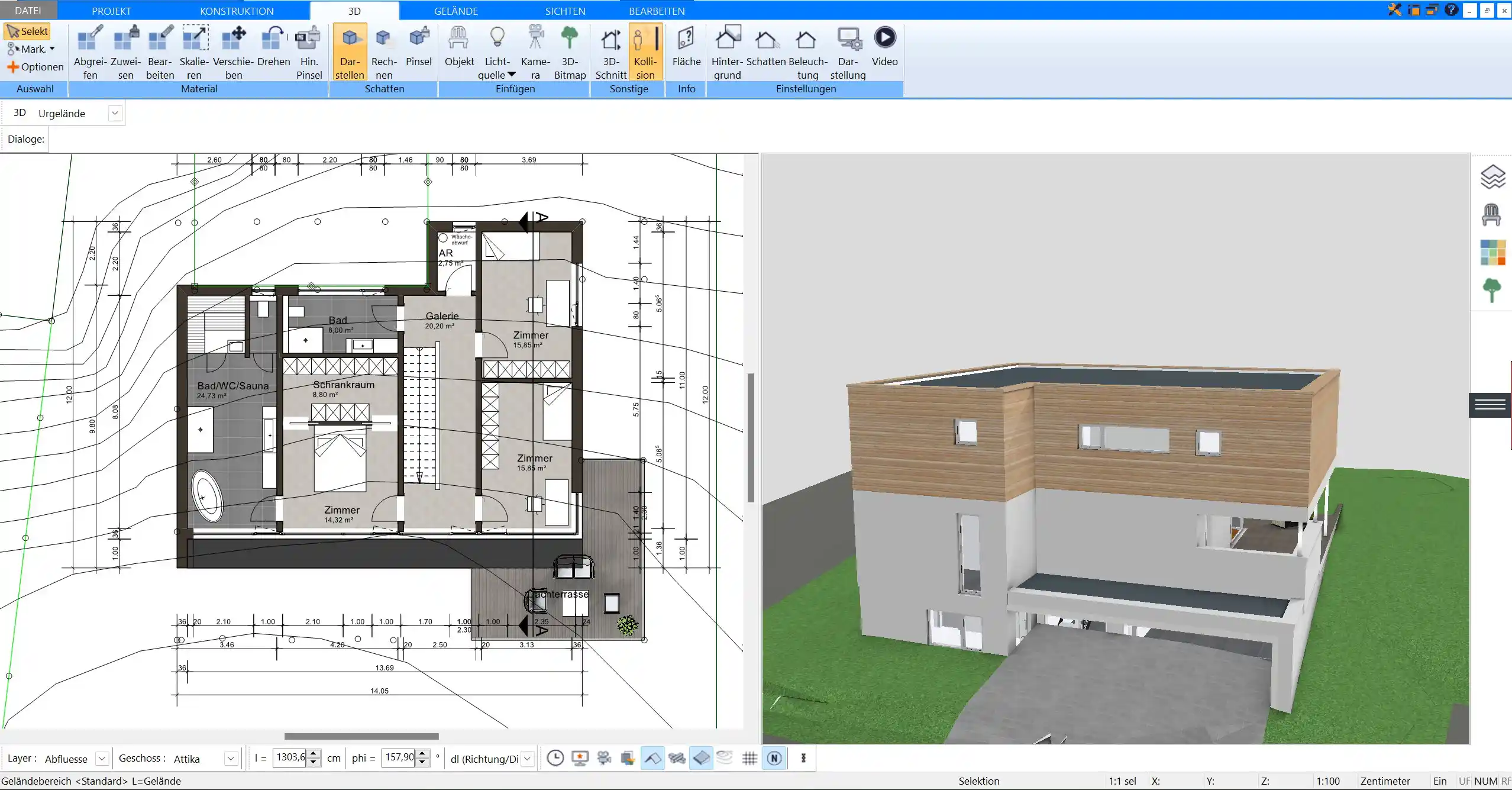 Export des fertigen Bauplans im DWG-Format zur Weitergabe an Architekten und Bauunternehmen