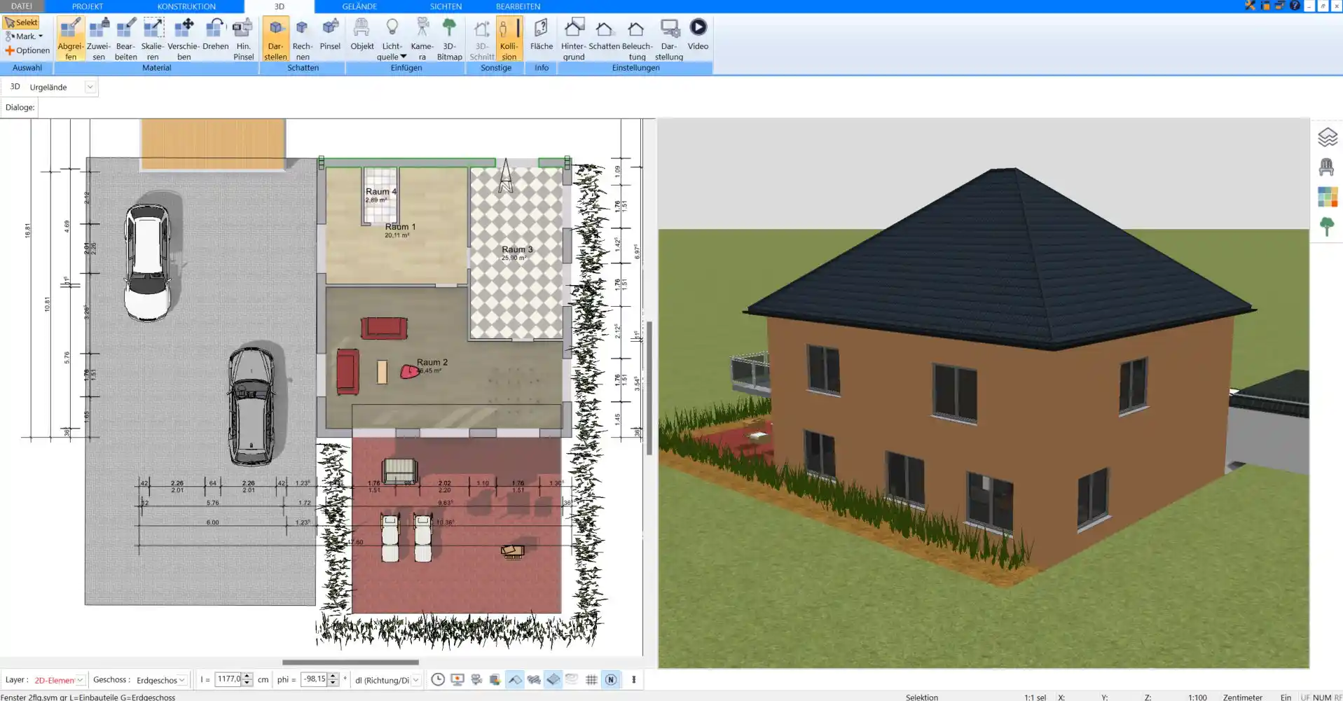 Export des finalen Entwurfs für die Weitergabe – Export eines fertigen Innenarchitekturplans im DWG-Format, bereit zur Weitergabe an Architekten oder Bauunternehmer