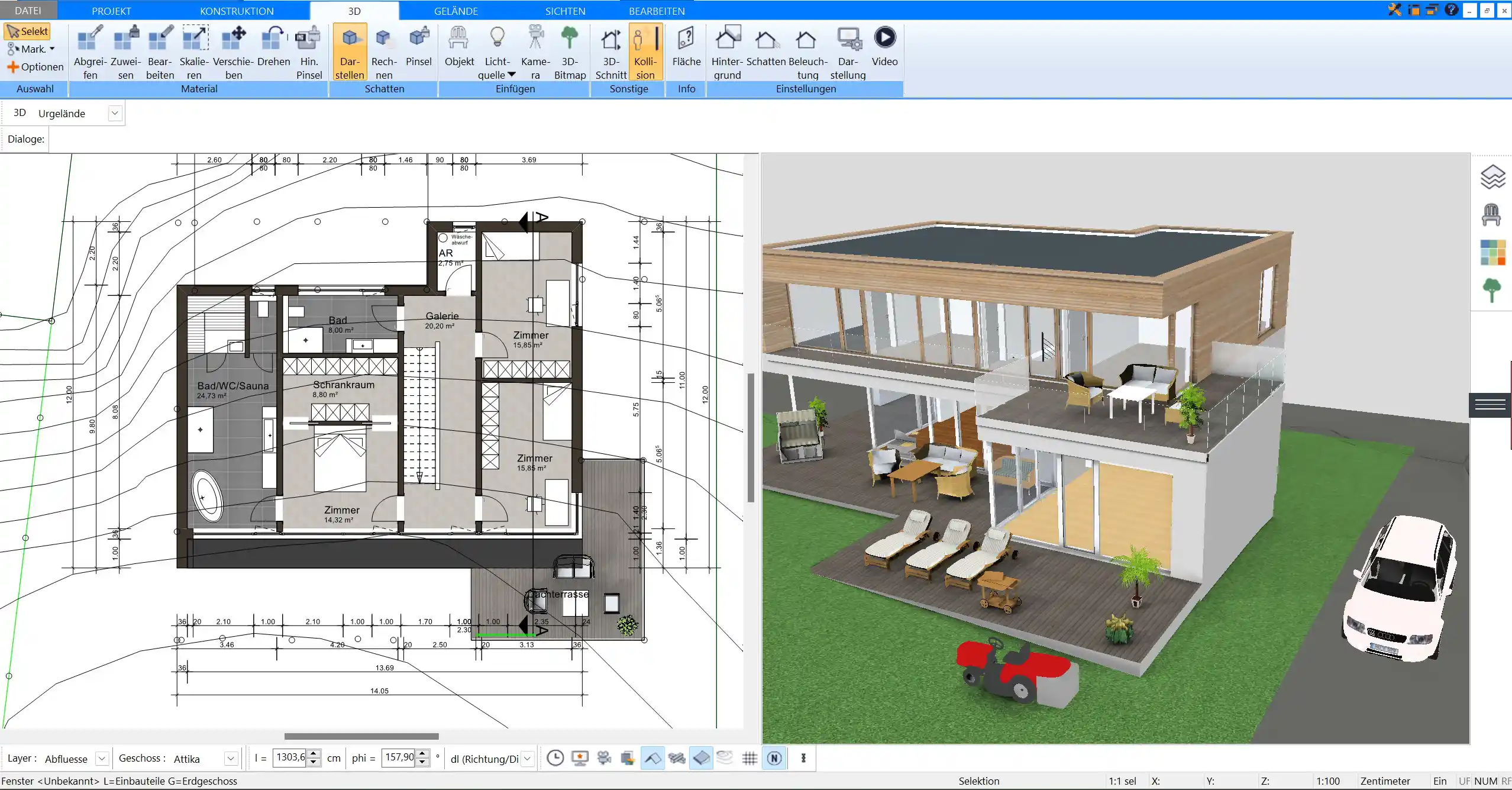 Exportoptionen Grundriss als PDF oder DXF zur Weitergabe an Fachplaner bereitstellen