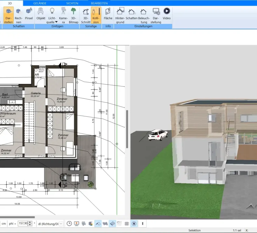 Festlegung von Maßeinheiten, Grundfläche und Raster für eine präzise Planung des Kubus-Haus-Grundrisses