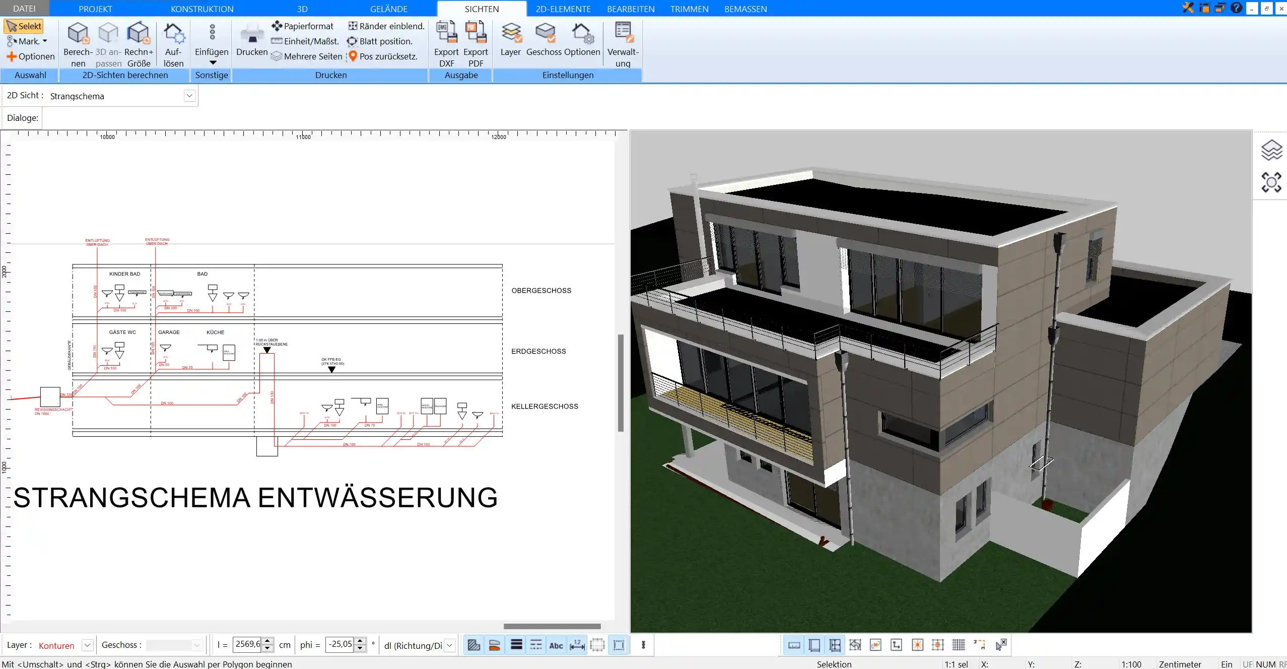 Finale 3D-Ansicht eines Schutzraums – Erstellt und modelliert mit dem Plan7Architekt