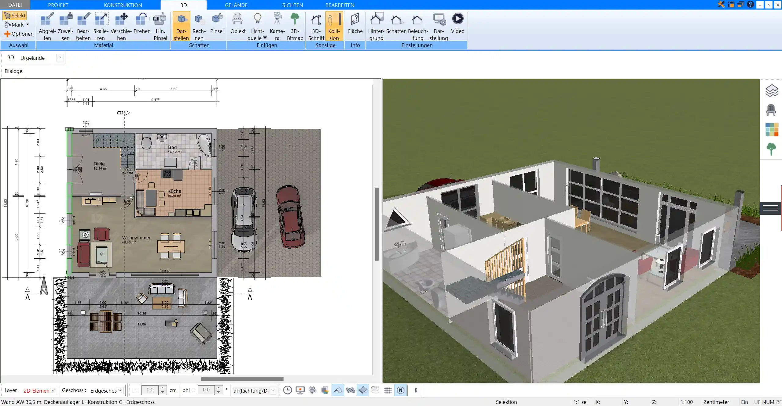 Grundriss-Ausrichtung nach Süden in Plan7Architekt festlegen