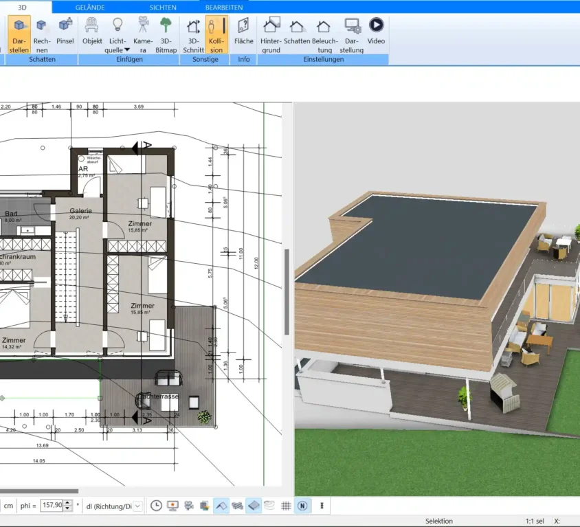 Grundriss des Blockhauses in der Plan7Architect Software