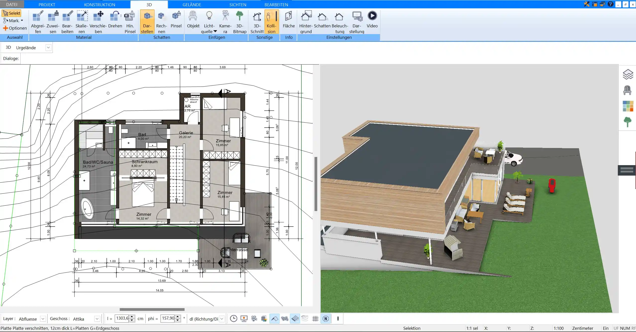 Grundriss des Blockhauses in der Plan7Architect Software