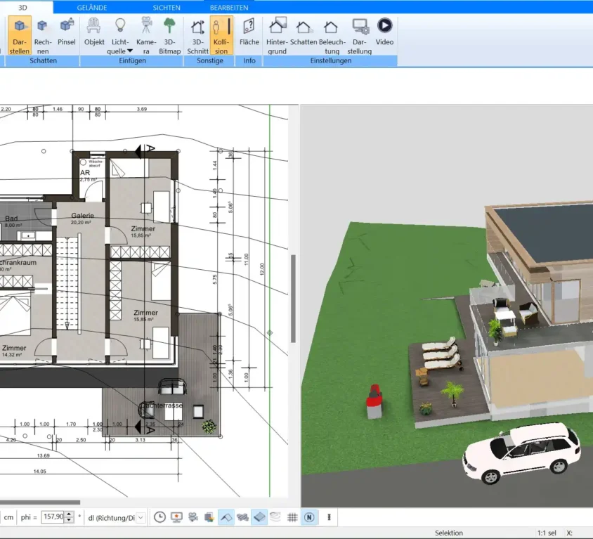 Grundriss einer Stadtvilla – Erstellt mit dem Plan7Architekt