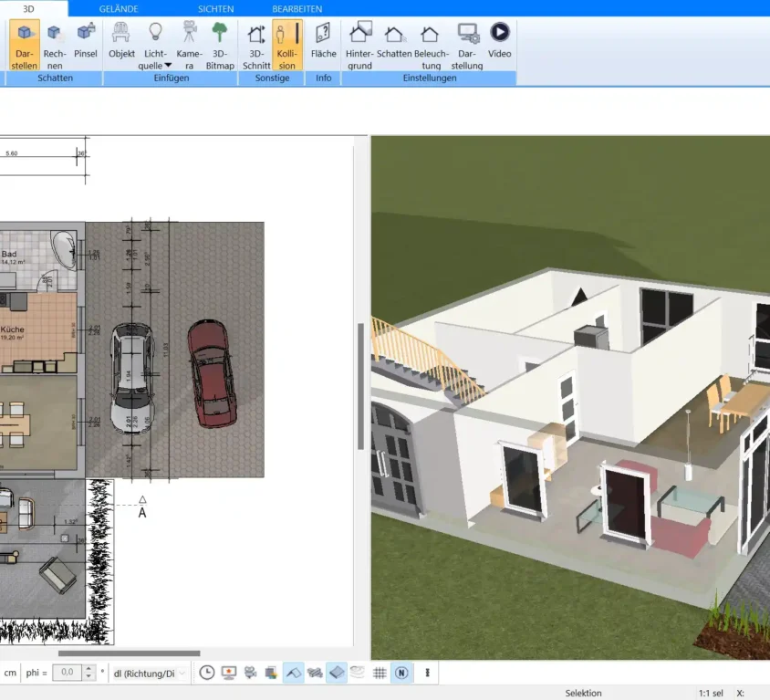 Grundriss eines autarken Hauses, erstellt mit Plan7Architekt