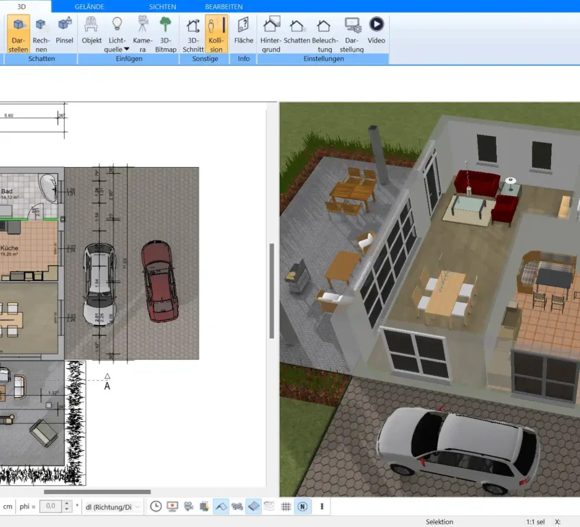 Grundrissplanung eines Altbaus mit Plan7Architekt Beispiel für die präzise Darstellung von hohen Decken und großzügigen Räumen