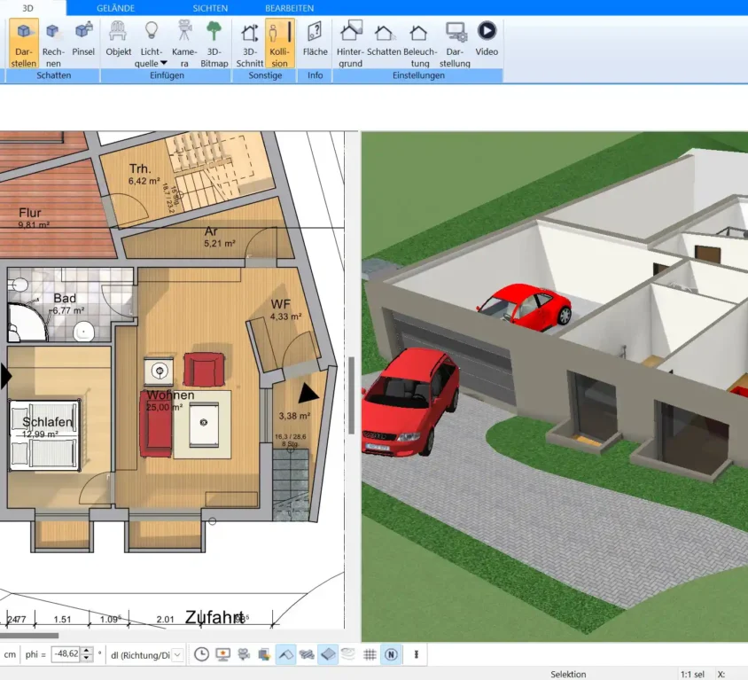 Grundrissübersicht im Plan7Architekt – Effizienzhaus planen