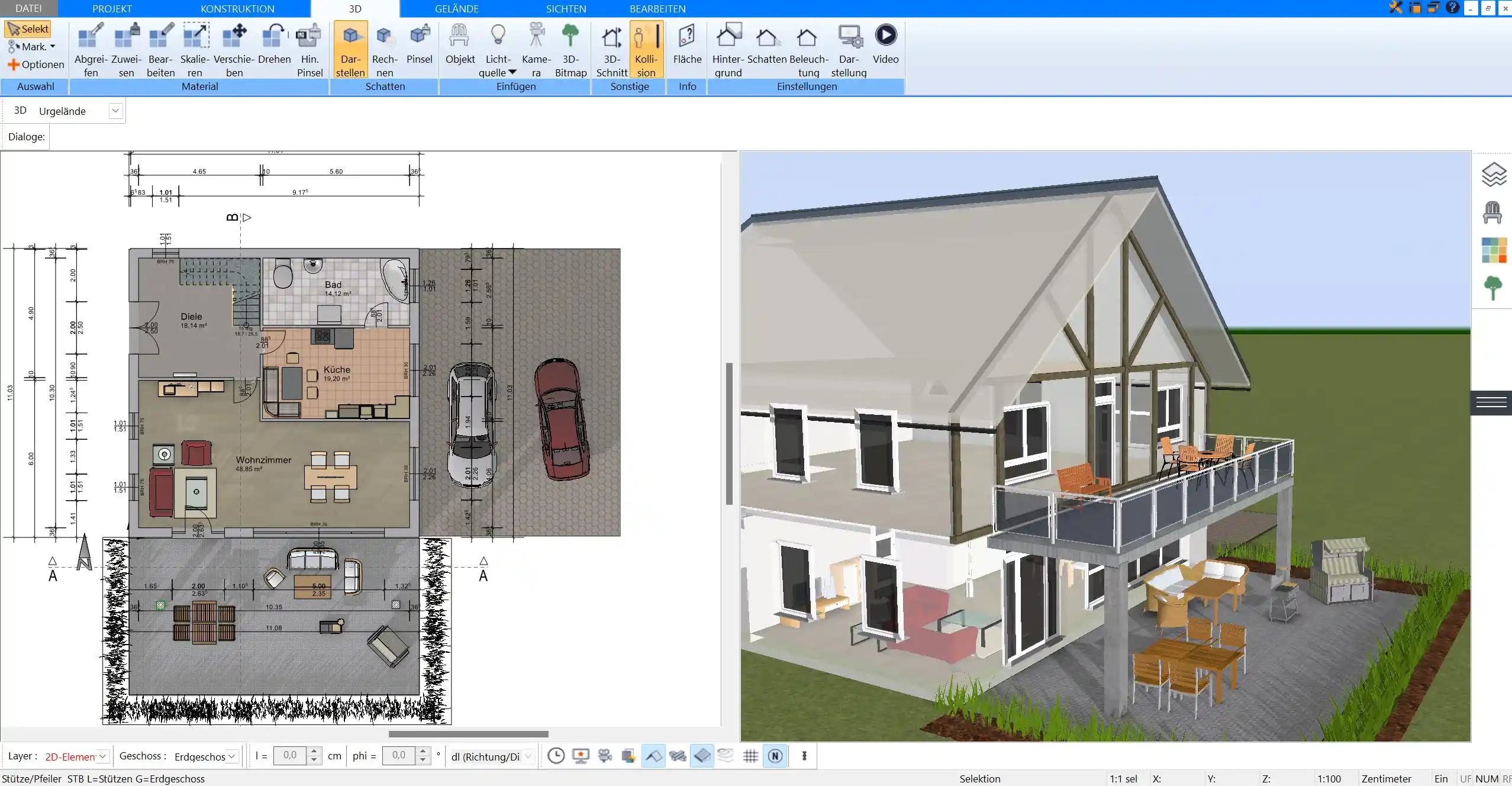 Material- und Farbauswahl im Plan7Architekt