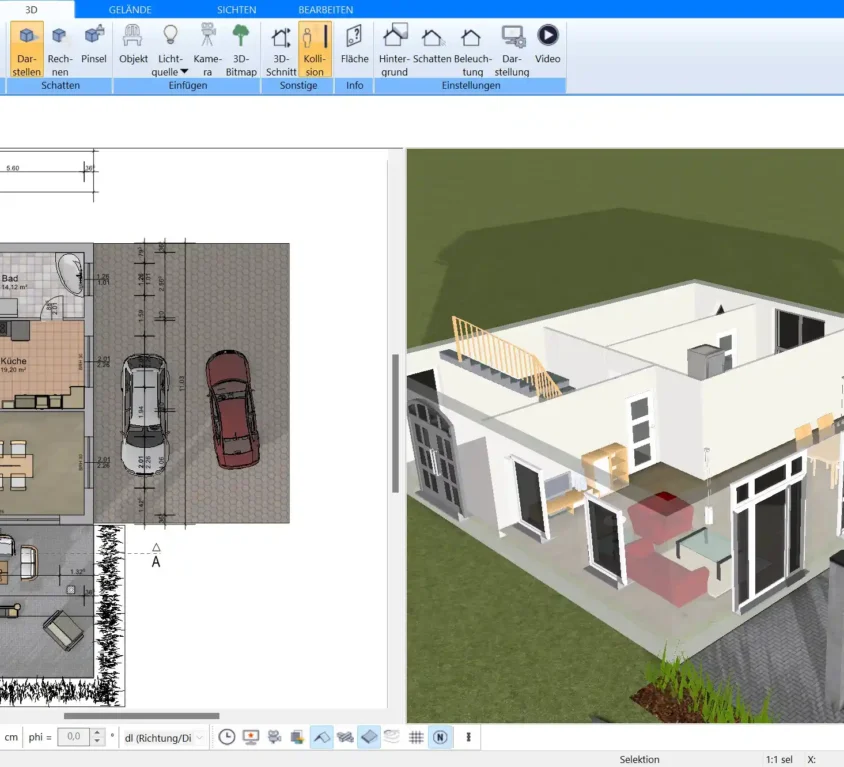 Mit der Plan7Architekt-Software das Grundriss-Layout für Haus und Garage individuell gestalten