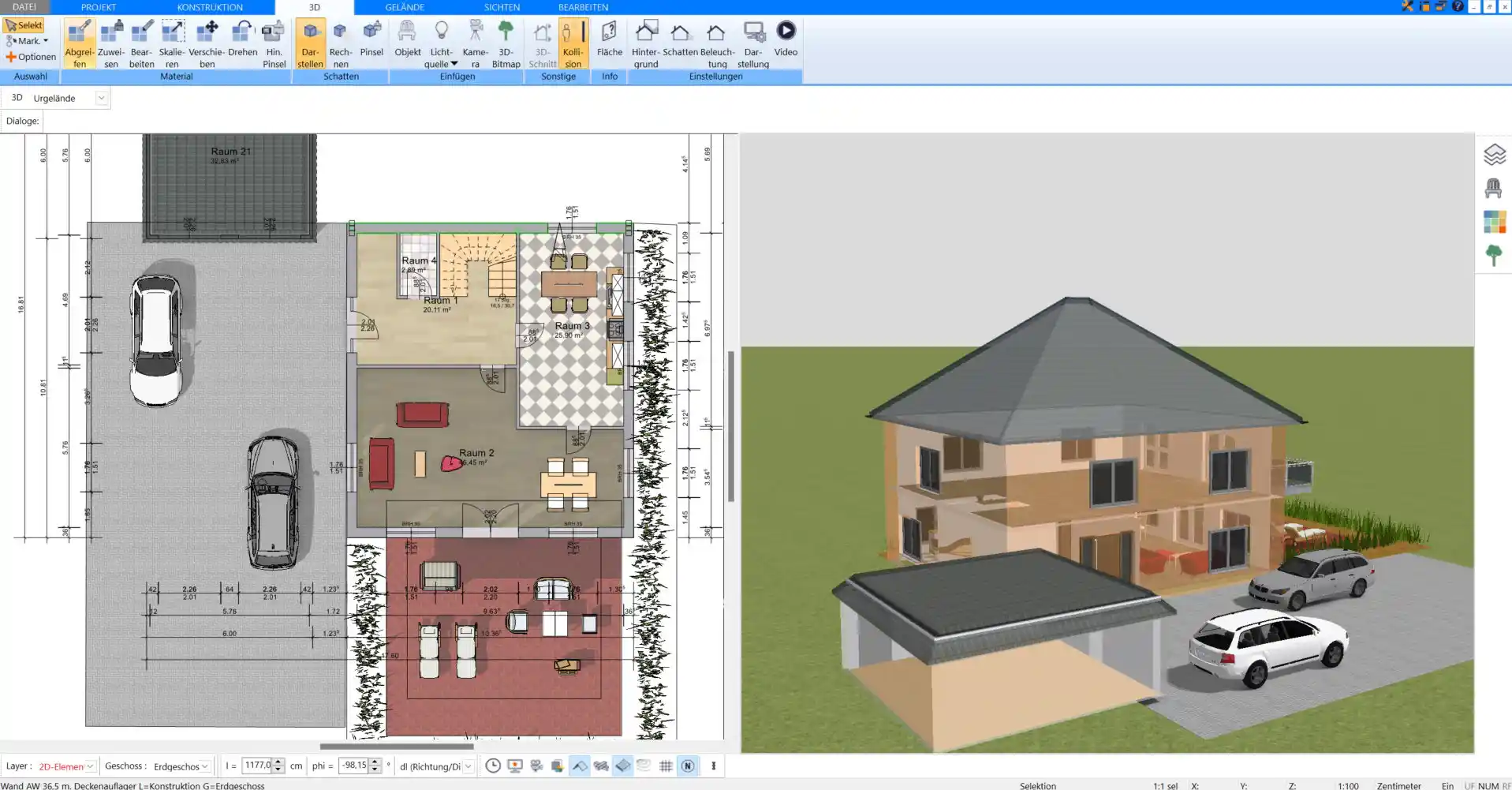 Möblierung und Ausstattung in Plan7Architekt planen