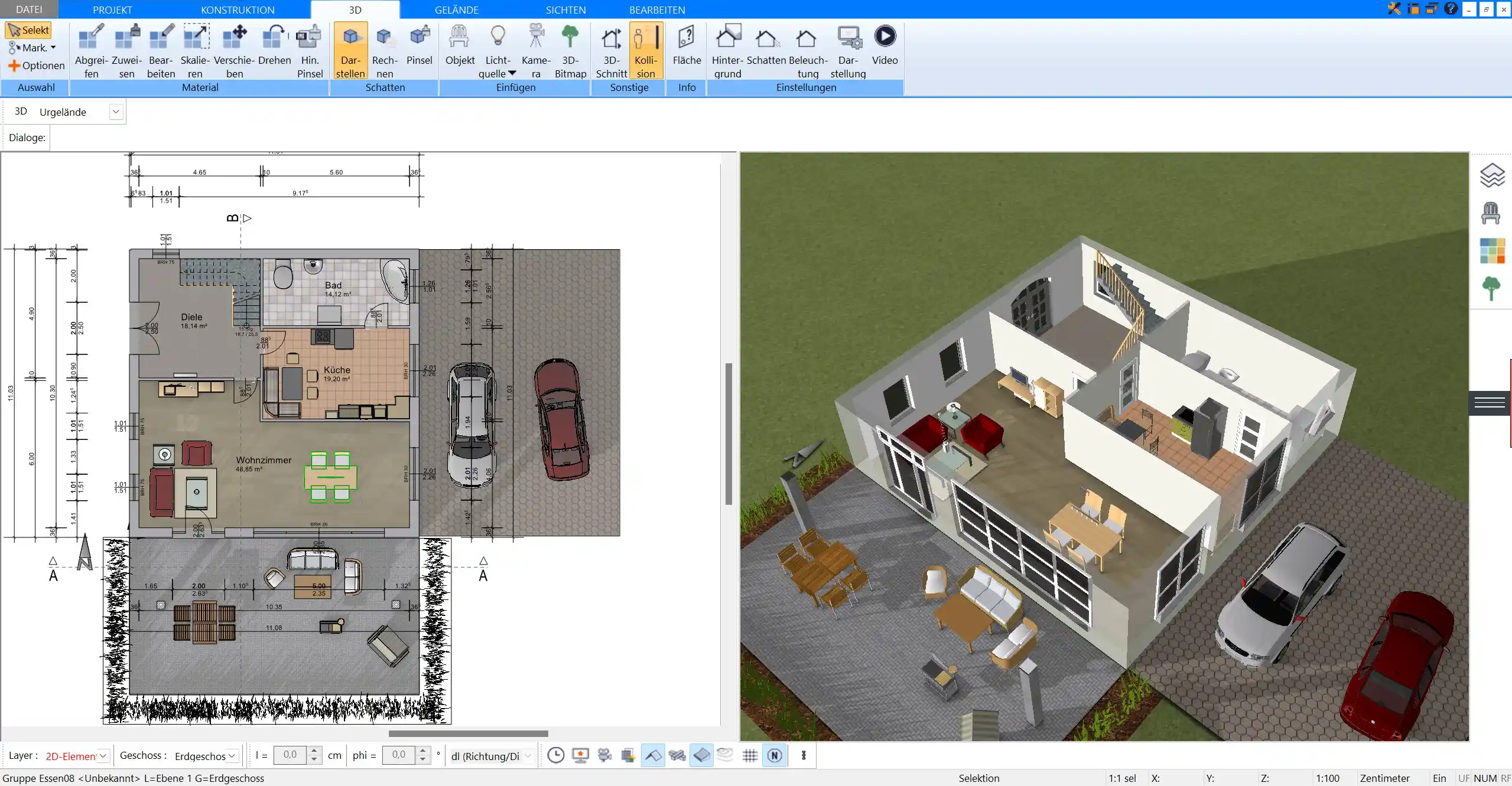 Offene Wohnbereiche und moderne Designs – Erstellt mit dem Plan7Architekt