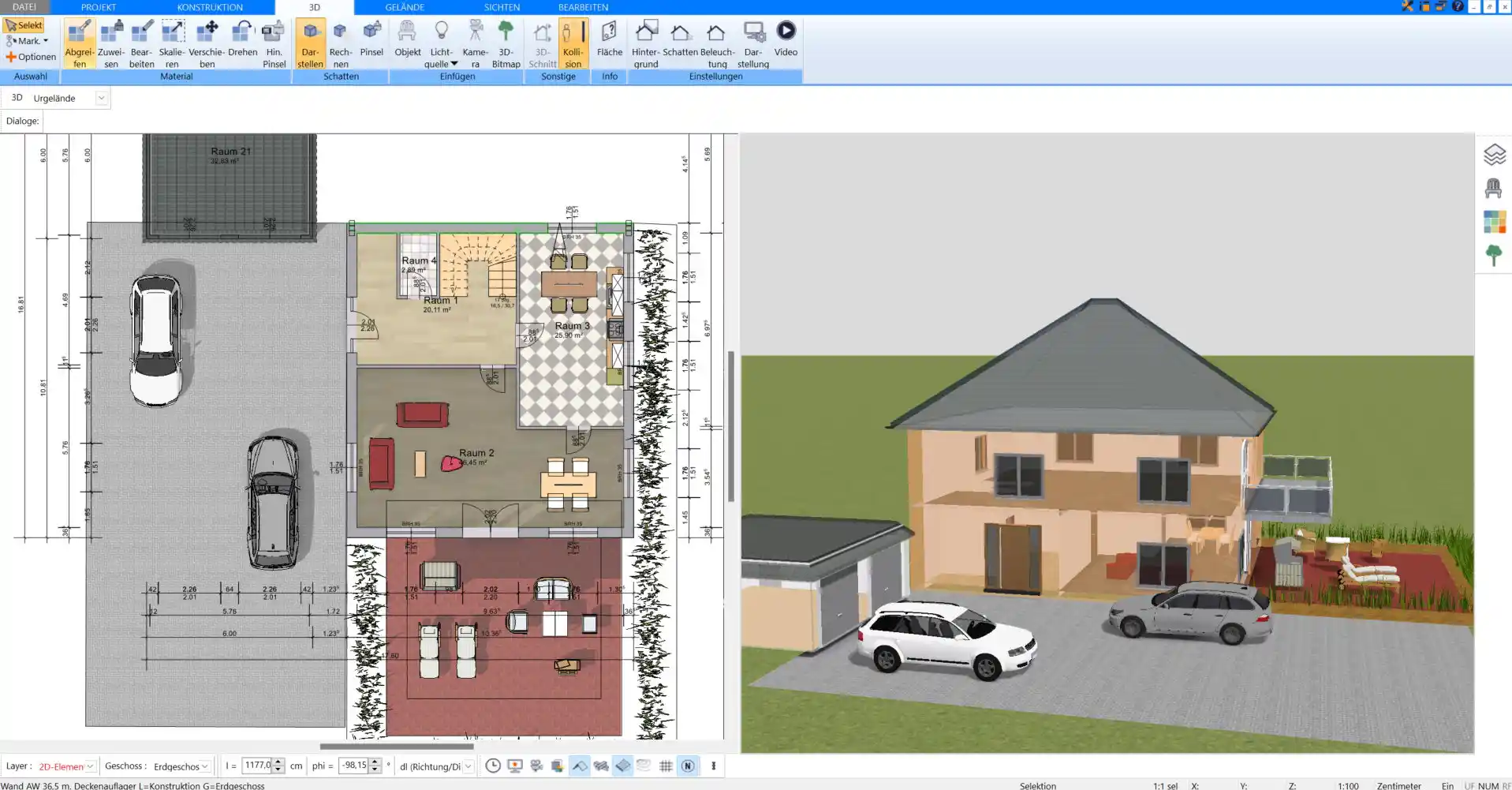 Perfekte Lichtplanung für eine freundliche Atmosphäre – visualisiert mit dem Plan7Architekt