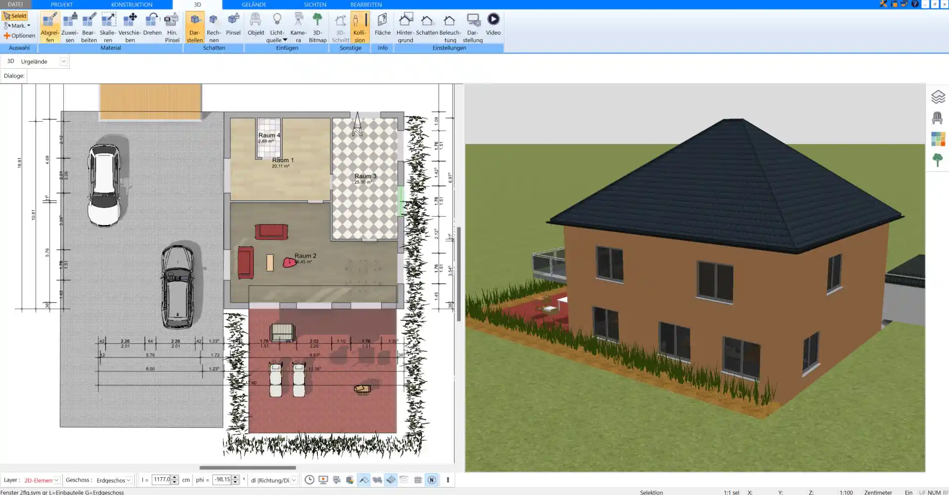 Professionelle 3D-Visualisierung eines vollständigen Tiny House – erstellt mit Plan7Architekt