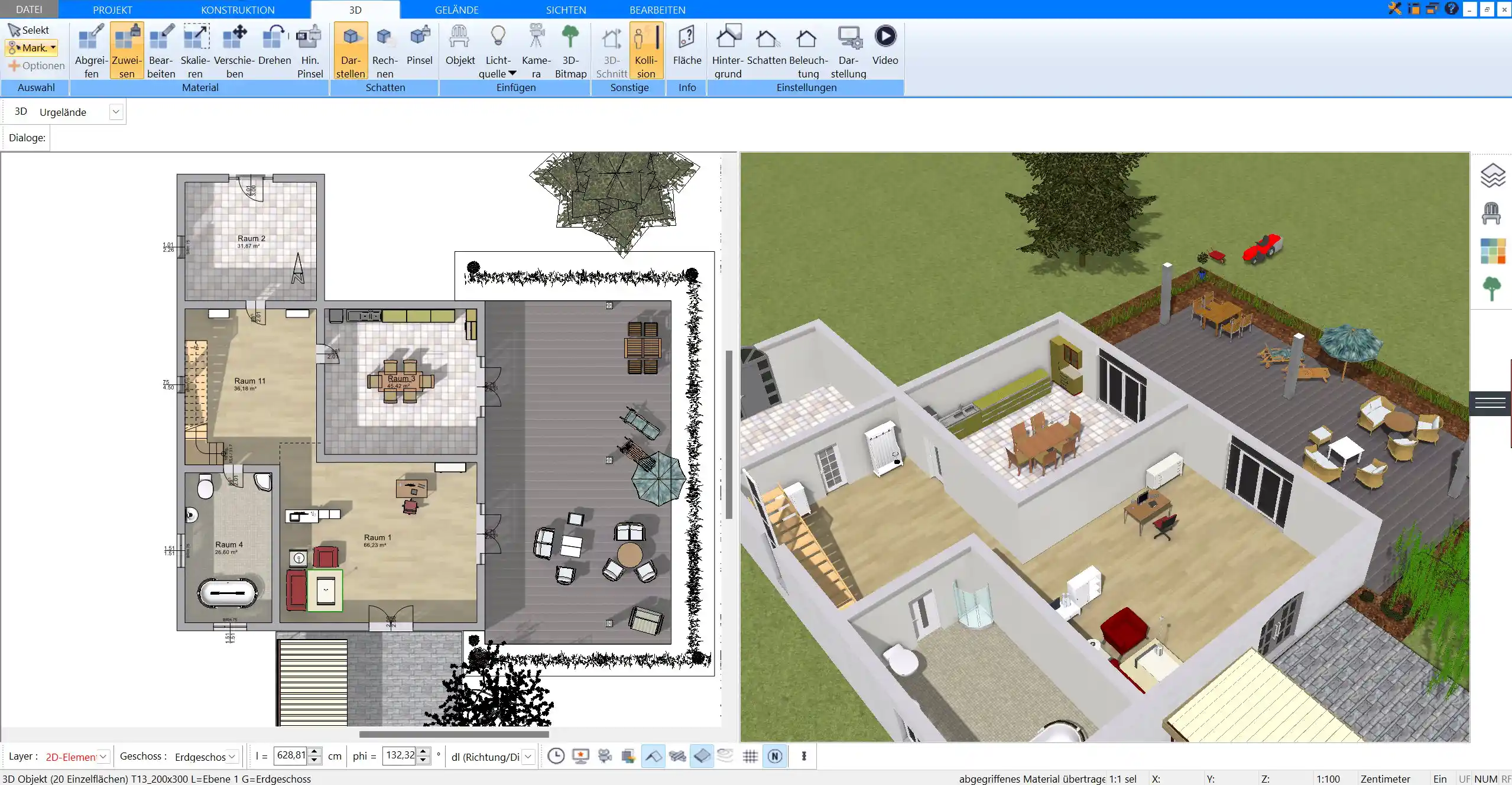 Raumaufteilung und Grundriss-Varianten in Plan7Architekt Mit der Layer-Funktion lassen sich in der Software verschiedene Grundrissvarianten erstellen und vergleichen