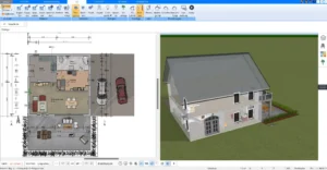 Starten eines neuen Projekts im Plan7Architekt – die Software ermöglicht eine exakte Festlegung der Grundfläche und Wanddicke für das Steinhaus