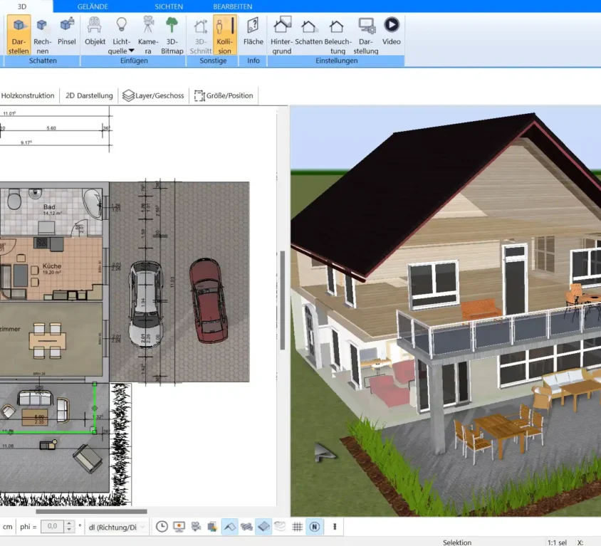 Visualisieren Sie die Grundrisse Ihres bezugsfertigen Hauses mit präziser 2D- und 3D-Darstellung