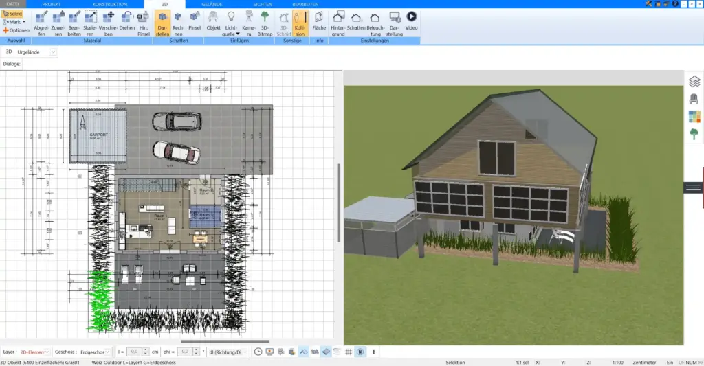 3D-Visualisierung eines schlüsselfertigen Hauses – erstellt mit dem Plan7Architekt