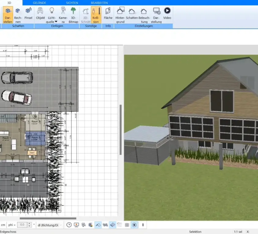 3D-Visualisierung eines schlüsselfertigen Hauses – erstellt mit dem Plan7Architekt