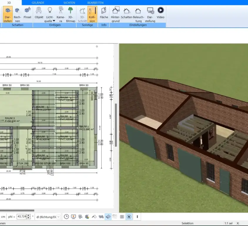 Beispiel eines klassischen Bauernhaus-Grundrisses – professionell geplant mit Plan7Architekt.