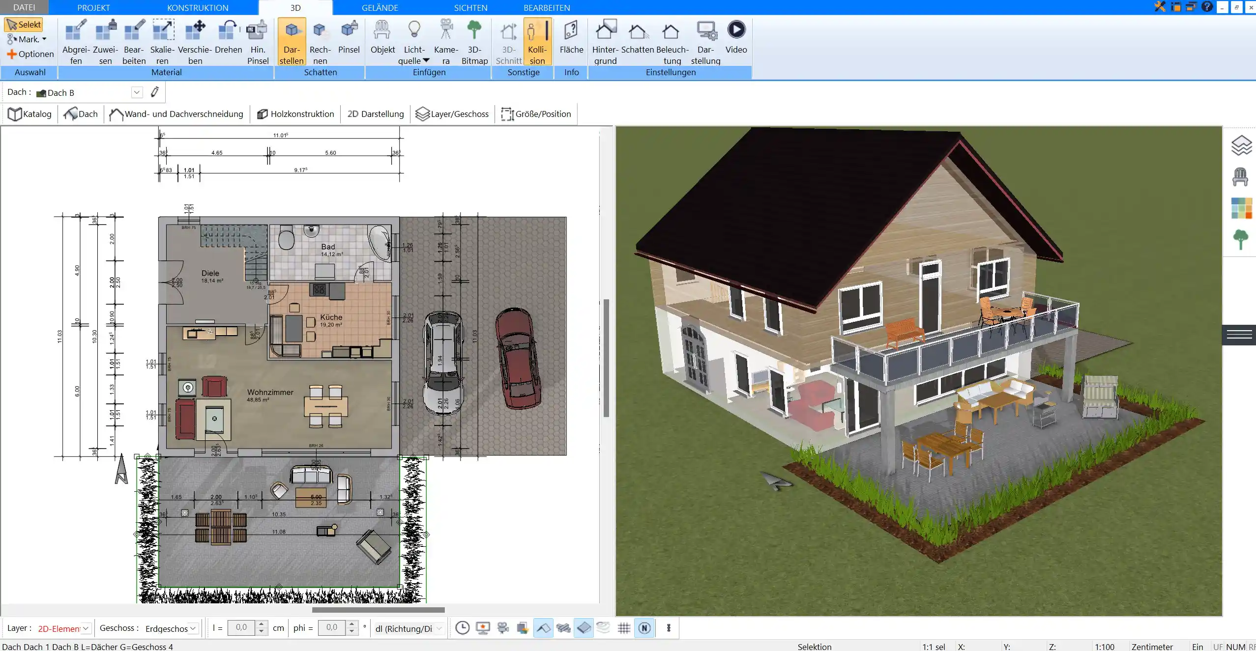 Detaillierte Innenraumgestaltung Mit Plan7Architekt stilvoll und effizient umgesetzt.